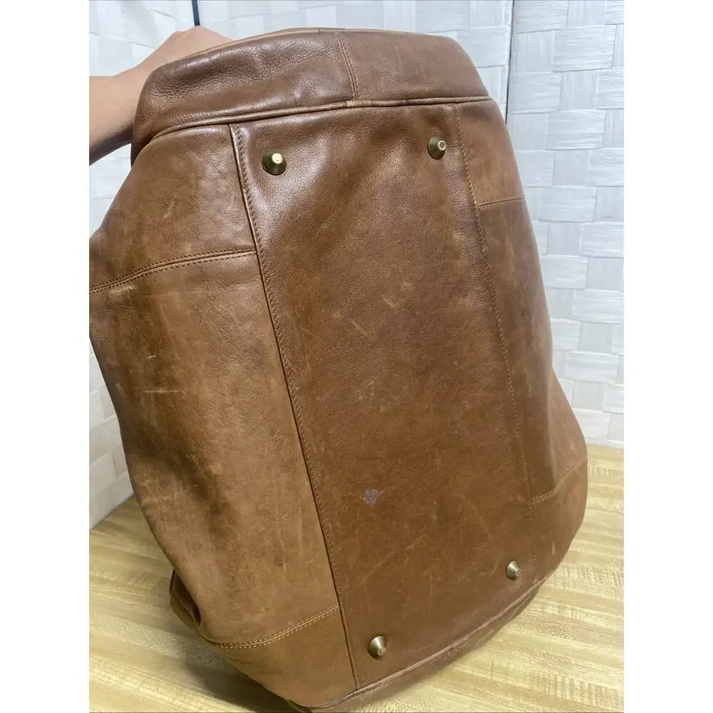 Brown Boulder Ridge Tanned Cowhide Leather Carry Travel Duffle Bag Luggage